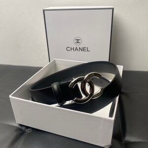 Chanel Black Leather Belt with CC Buckle - Comes with Box & Dust Bag!